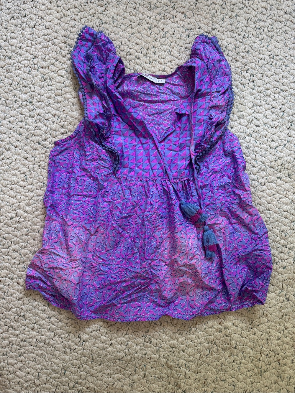 Vineyard Vines Purple Printed Ruffle Tassel Camisole